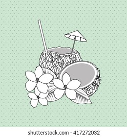 Tropical design. flower concept. coconut icon 