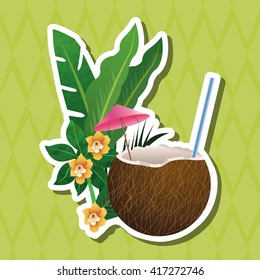 Tropical design. flower concept. coconut icon 