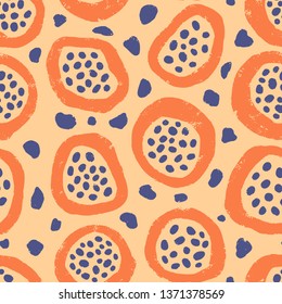 Tropical dragon fruit seamless pattern. Modern exotic jungle plants texture. Fashion abstract background. Colorful trendy textile, fabric, apparel design.