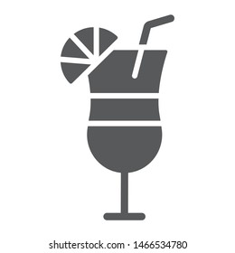 Tropical drink glyph icon, beverage and summer, cocktail sign, vector graphics, a solid pattern on a white background, eps 10.