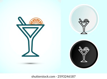 Tropical drink icon design illustration, Tropical drink sign for apps and websites, Color black and white