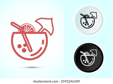 Tropical drink icon design illustration, Tropical drink sign for apps and websites, Color black and white