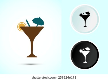 Tropical drink icon design illustration, Tropical drink sign for apps and websites, Color black and white