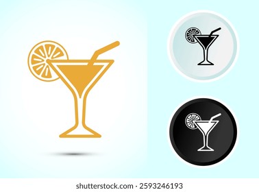 Tropical drink icon design illustration, Tropical drink sign for apps and websites, Color black and white