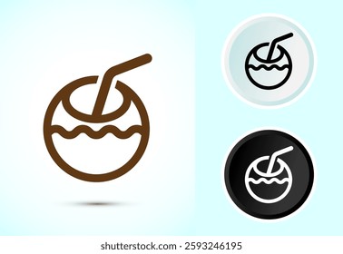 Tropical drink icon design illustration, Tropical drink sign for apps and websites, Color black and white