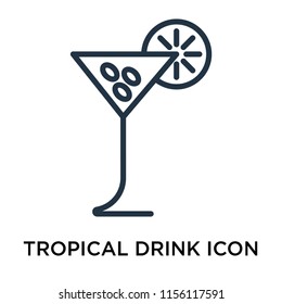 Tropical drink icon vector isolated on white background, Tropical drink transparent sign , thin pictogram or outline symbol design in linear style