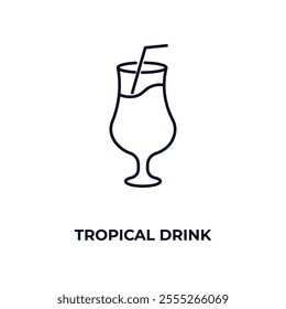 tropical drink  outline icon. Linear vector from food concept. Thin line tropical drink  icon isolated on white background