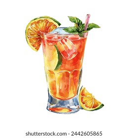 tropical drink vector illustration in watercolour style