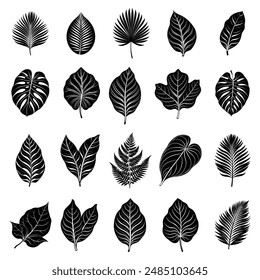 Tropical Elegance Silhouette Collection of Exotic Leaves