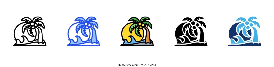 Colección de icono de escape tropical con múltiples estilos
