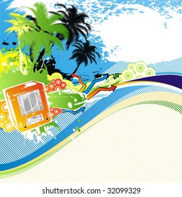 Tropical evening-party. Summer background