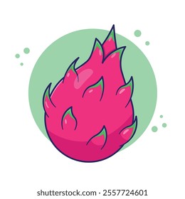 Tropical exotic dragon fruit cartoon illustration vector. Summer fresh and juicy fruits from tropical country