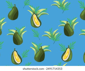 Tropical exotic durian fruit in vector. Juicy pattern for printing and printing. 