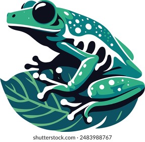 Tropical Exotic Frog vector art and illustration. Colorful frog Image.