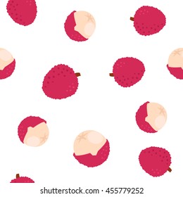 Rama de litchi tropical de frutas exóticas sin fisuras. Fondo con objetos aislados para el diseño de menú vegetariano, tela