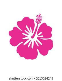 Tropical exotic hibiscus pink flower icon vector tattoo silhouette drawing illustration.Hawaiian floral stencil design element.Plotter laser cutting.Vinyl wall sticker decal.Cut file. Print.Logo. DIY.