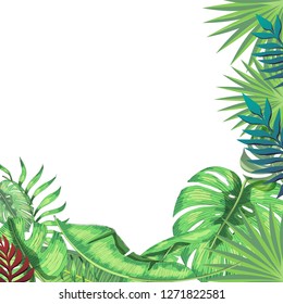 tropical exotic leaves. Jungle forest pattern. Fashionable Print Summer. Background leaves 2019. For clothing, wallpaper, website, notebooks.