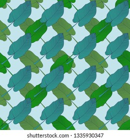 Tropical exotic leaves pattern. Monstera, banana. Jungle background. Vector summer illustration