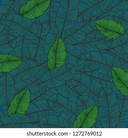 tropical  exotic tropical leaves pattern. Summer jungle background. Vector illustration