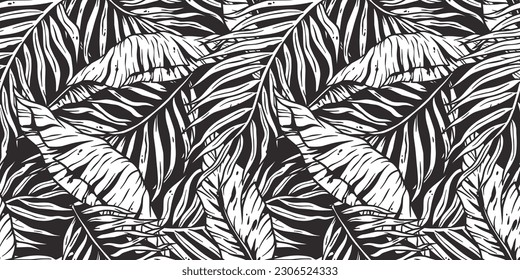 Tropical exotic leaves or plant seamless pattern for summer background and beach wallpaper.