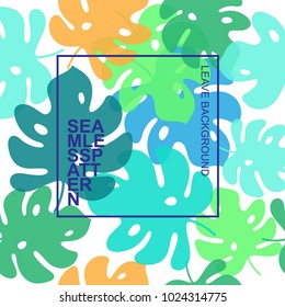 Tropical exotic leaves seamless pattern . Vector illustration