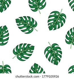tropical exotic palm leaves, jungle leaves seamless vector floral pattern background