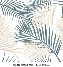 tropical exotic palm tree leaves seamless pattern vector background wallpaper