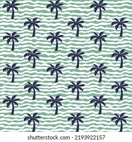 Tropical Exotic Palm tree plants seamless pattern. Design for use background Textile all over fabric print wrapping paper and others. Repeating texture Coconut tree patterns easy customizable