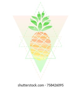 tropical exotic pattern with  pineapple in nursery light pastel colors
