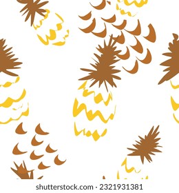 Tropical exotic pineapple pattern. Vector seamless pattern for design, print, fabric, wallpaper, textile, paper, etc.