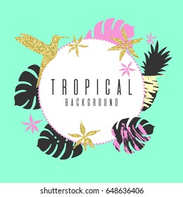 Tropical exotic plants. Stylish background, trendy graphics. Vector illustration.