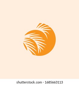 Tropical exotic round emblem. Golden palm tree leaves vector logo. EPS 10