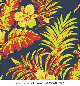 Tropical exotic seamless pattern with protea flowers in tropical leaves. Hand-drawn vintage illustration. Good for design wallpapers, fabric printing, wrapping paper, cloth, notebook covers