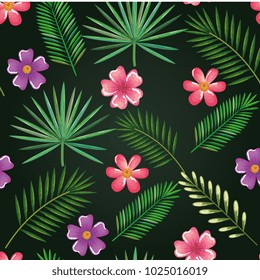tropical and exotics flowers and leafs
