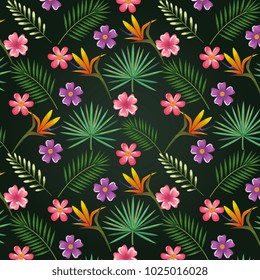 tropical and exotics flowers and leafs