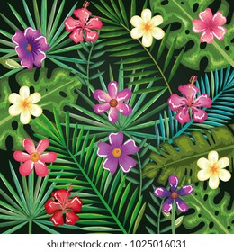 tropical and exotics flowers and leafs