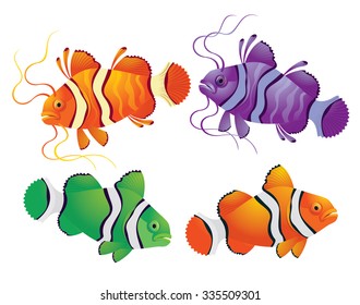 Tropical fantasy colorful fish - vector illustration on white background for design