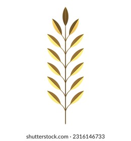 Tropical fern golden tree branch with stem and foliage floristic composition 3d icon realistic vector illustration. Exotic leaves plant premium metallic decorative element for beauty luxury design