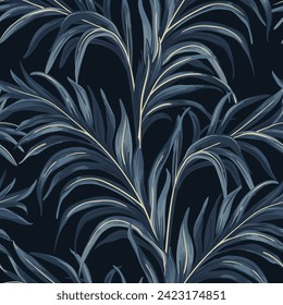 Tropical fern leaves. Vector seamless pattern for any surfaces. Trendy print.