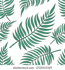 Padrão de telha sem costura de samambaia tropical com grandes frondes de samambaia e folhas tropicais em tonalidades verdes vibrantes em um fundo branco perfeito para conceito de casas de banho vibrantes como grandes frondes de samambaia e folhas tropicais em tonalidades verdes vibrantes no fundo branco criar padrão de telha sem costura tropical para casas de banho vibrantes no Conceito de Stock de Foto e espaço vazio no lado esquerdo, sem texto —ar 7:2 —tile