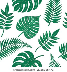 Padrão de telha sem emenda de samambaia tropical com samambaias verdes vibrantes e folhas tropicais em um fundo branco ideal para cozinhas ensolaradas conceito como samambaias verdes vibrantes e folhas tropicais no fundo branco criar padrão de telha sem emenda tropical para cozinhas ensolaradas em Photo Stock Concept e espaço vazio no lado esquerdo, sem texto —ar 7:2 —tile