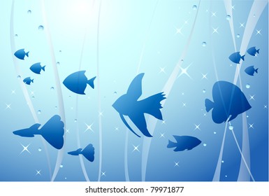 Tropical fish background, vector illustration