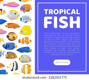 Tropical Fish Banner Design with Swimming Marine Creature Vector Template