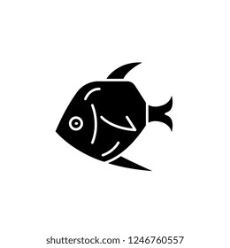 Tropical fish black icon, vector sign on isolated background. Tropical fish concept symbol, illustration 