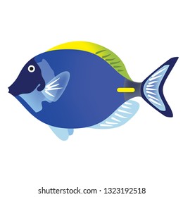 tropical fish blue gradient color bright illustration. Underwater tropical exotic fish series