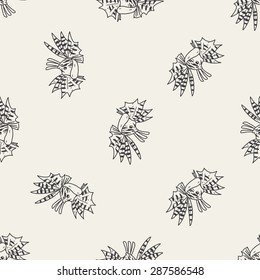 Tropical fish doodle seamless pattern background