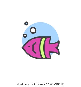 Tropical fish filled outline icon, line vector sign, linear colorful pictogram isolated on white. Exotic Fish symbol, logo illustration. Pixel perfect vector graphics