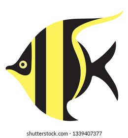 tropical fish flat illustration isolated on white. Marine and underwater life series