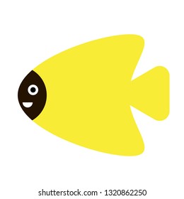 tropical fish flat illustration. Underwater marine life series. Funny cartoon characters