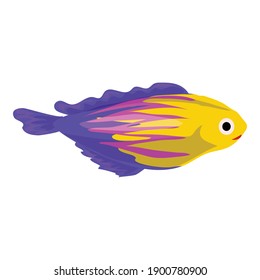 Icono de pez tropical. Dibujo del icono del vector de peces tropicales para el diseño web aislado en fondo blanco